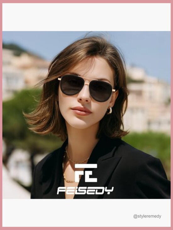 Retro Polarized Aviator Sunglasses Vintage Square Frame Metal Plastic